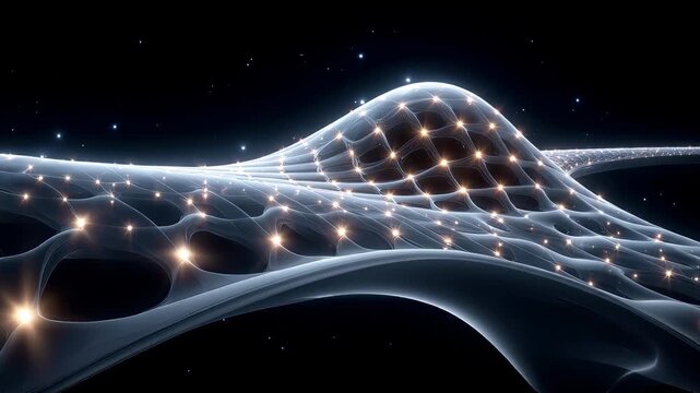 Futuristic Background of Abstract glowing network in space. Seamless loopable background