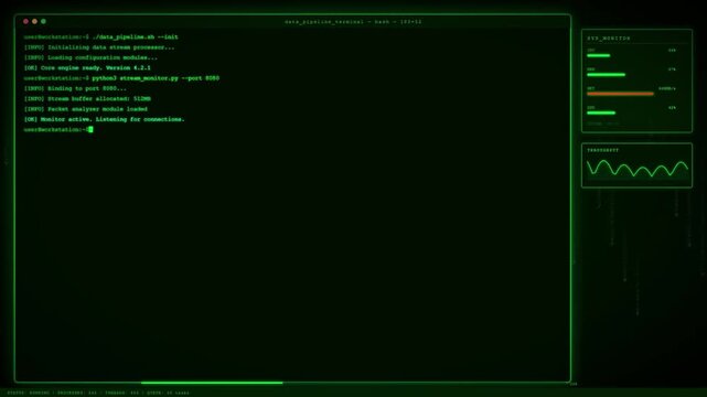 Data Pipeline Terminal Interface with Cluster Deployment and System Monitor Dashboard.