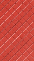 Fototapeta premium Vibrant Red Quilted Leather Texture Background with Diamond Stitch Pattern Macro Illustration