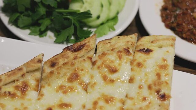 Close-Up of Turkish Pide with Kashar Cheese