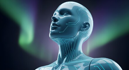 Obraz premium Inteligencia artificial en cuerpo robótico y biónico