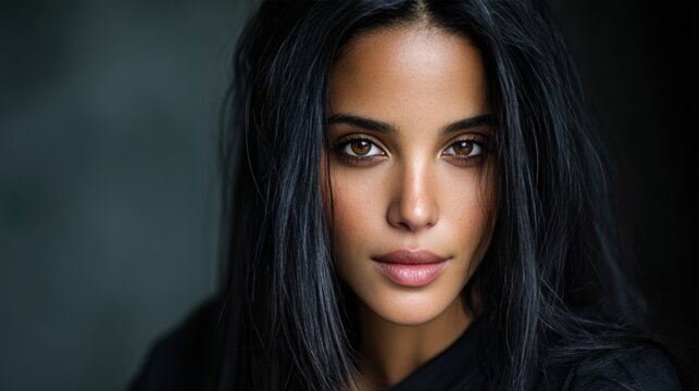 Captivating gaze of a woman in soft light