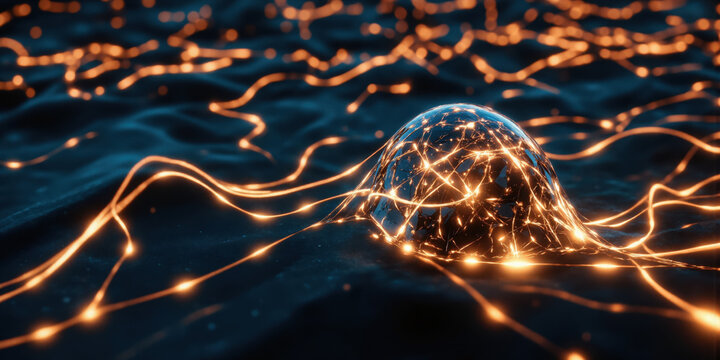 Stylized metallic data flow in rhythmic waves, representing seamless business operations and smart technologies.