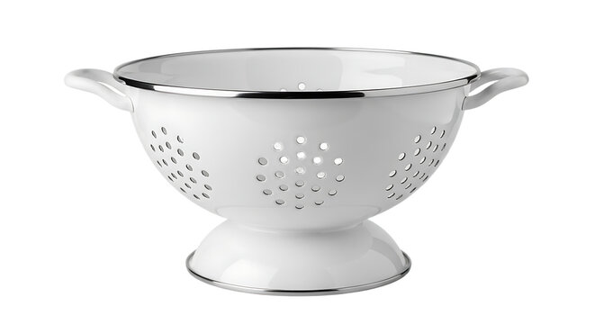 Single metal colander white enamel