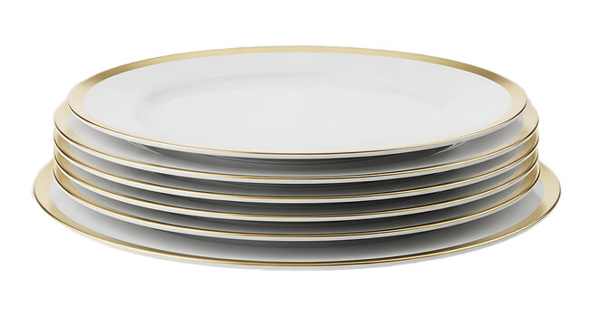 3D stack of porcelain plates white