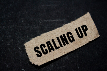 Scaling Up message written on ripped torn paper background. Conceptual Scaling Up symbol. Copy...