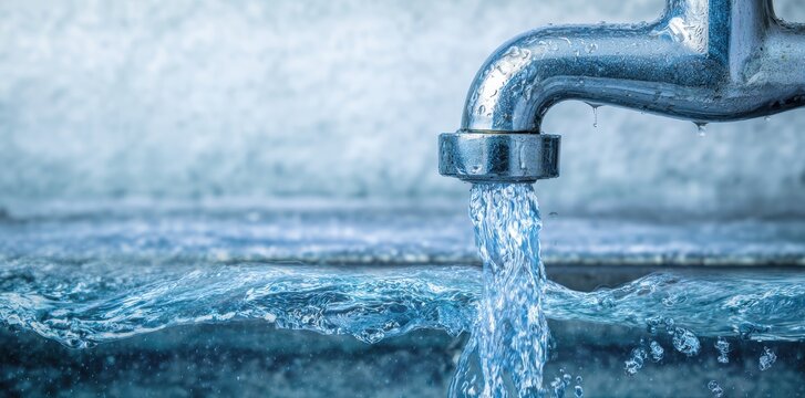 water flowing down the kitchen sink