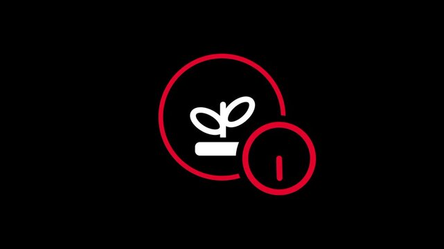The icon features a small white seedling inside a red circle with an exclamation mark suggesting an urgent alert regarding plant growth or biology
