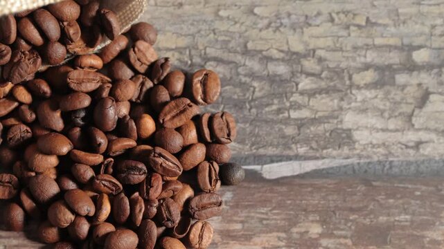 coffee beans on a sack aroma