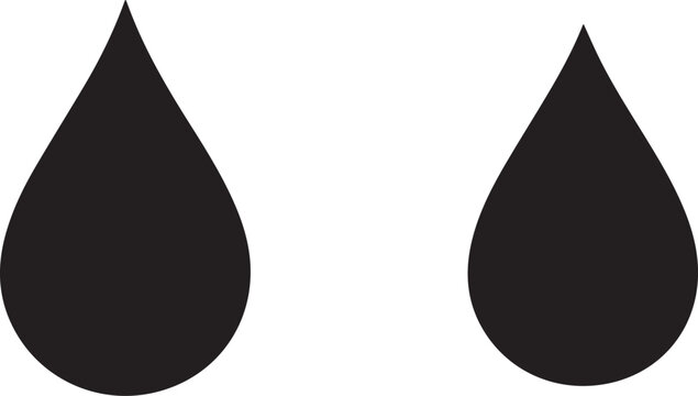 Two simple black teardrop shapes isolated on a clean white background for minimalist design work isolated on transparent background, Vector