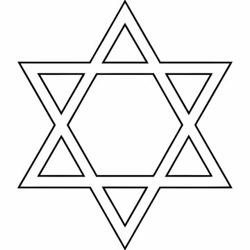 star of david hexagram line art vector illustration on transparent background
