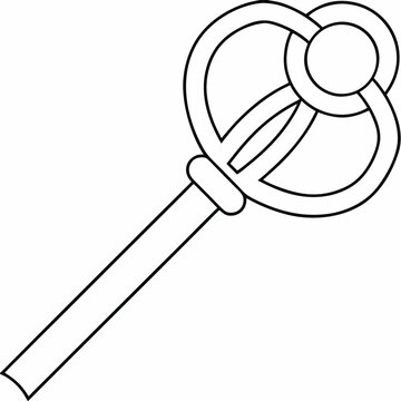 scepter with orb top line art vector illustration on transparent background