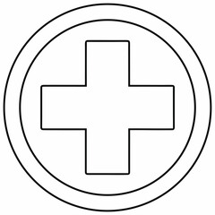 Obraz premium medical cross in circle line art vector illustration on transparent background