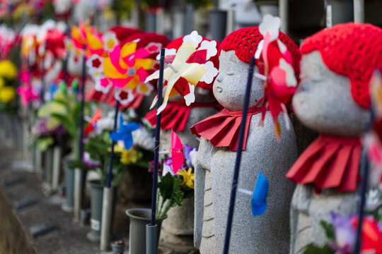 Garden of unborn children, jizo statues at Zojo-ji temple Tokyo