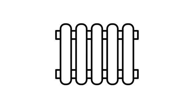 Simple Black Line Radiator Illustration.