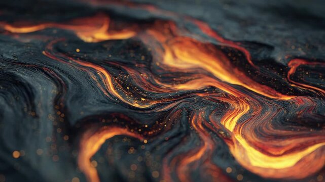 Molten abstract lava glowing texture with dark orange swirl energy and hot dynamic background, featuring vibrant flowing patterns, dramatic intense movement, and mesmerizing glowing molten lava