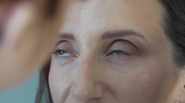 Eyelash Extensions Beauty Procedure Close Up Applying Lashes With Tweezers