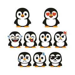 Fototapeta premium penguin set of emotions vector Vector set of emotions on a white background