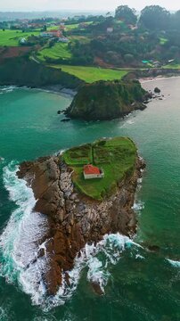 Aerial View of Ermita de El Carmen Luanco Asturias Spain