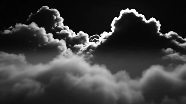 Dramatic monochrome cloudscape with atmospheric perspective and soft textures, perfect for a cinematic backdrop.