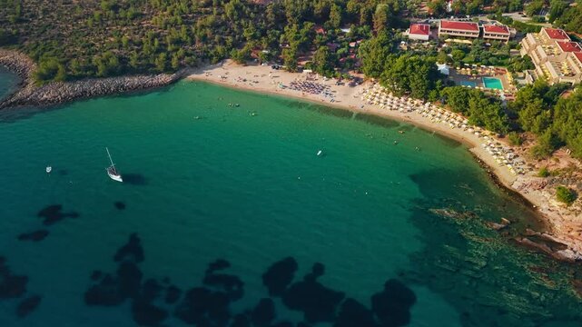 Rosogremos Beach and Sandy Bay, Potos Region, Thassos Island, Greece