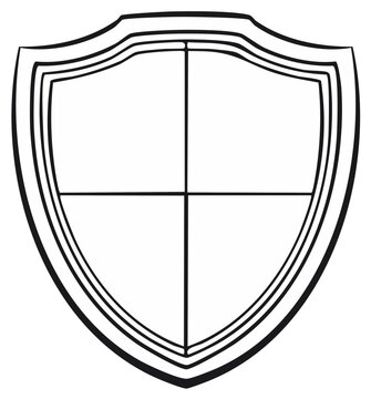 Stylized Coat of Arms Outlined Shield with a Vertical and Horizontal Dividing Line