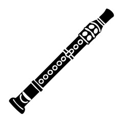 Naklejka premium flute silhouette icon illustration for woodwind music instrument orchestra band and performance design