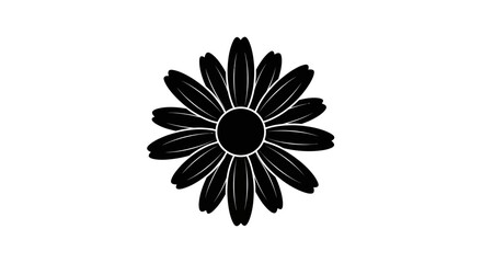 Fototapeta premium Silhouette of a single daisy flower with detailed petals on a plain white background