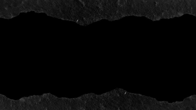 Retro torn paper edge overlay animation with rough ripped border, vintage grunge frame transition effect for video editing