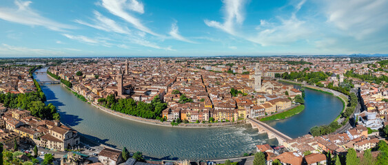 Aerial view of the city of Verona and the Adige River © Sergej Borzov