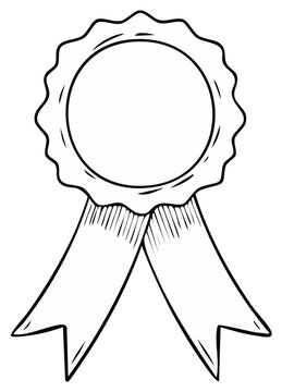 Award ribbon illustration in line art style for badges, honors, and achievement