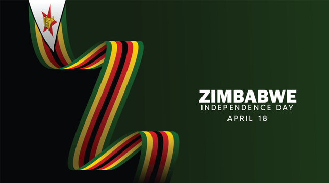 Zimbabwe Independence Day celebration banner with flag wave modern patriotic background vector poster