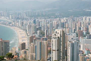 Fototapeta premium Benidorm coastline and beach skyline, Costa Blanca, Spain