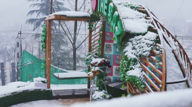 Live View of Snowfall from Hotel in Auli Laga, Uttarakhand, India