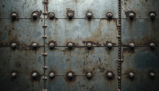 Aged Riveted Metal Plate Texture for Industrial Themes, Grungy Backdrops, or Historical Ambiance Projects