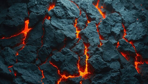 Molten core energy erupting through fractured earth, ideal for demonstrating intense geological forces or the power of raw heat