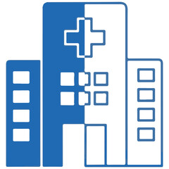 Obraz premium Vector hospital building icon, medical cross symbol