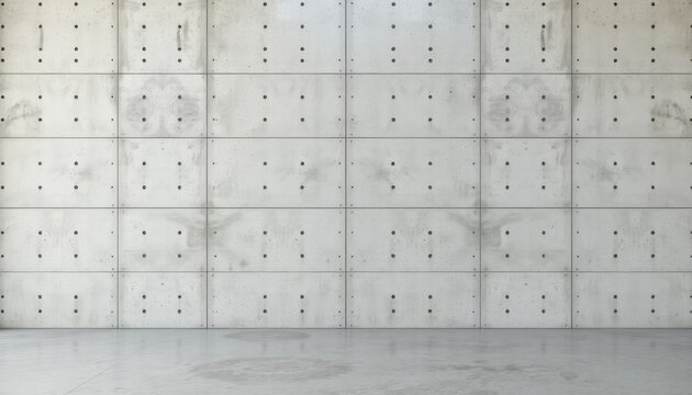 Raw concrete slab wall with floor reflection, ideal for modern backdrop presentations, event spaces, and architectural showcases.