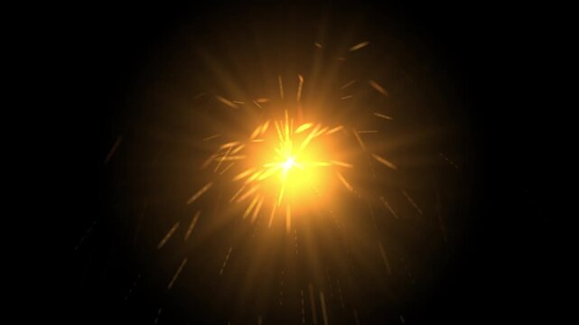 Seamless animated spark flare with glowing particles on black background