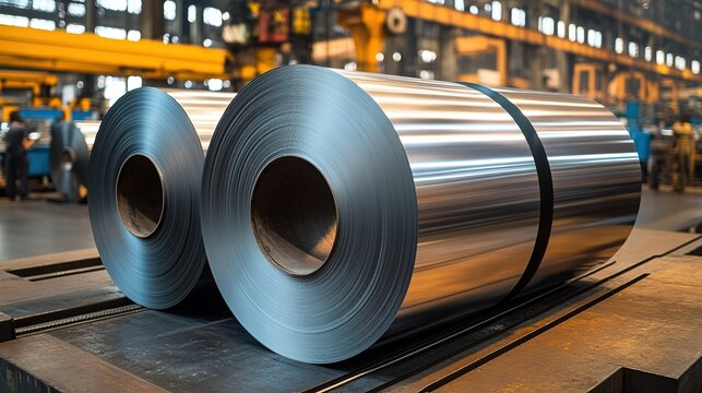 Rolled Metal Sheets in an Industrial Factory Setting