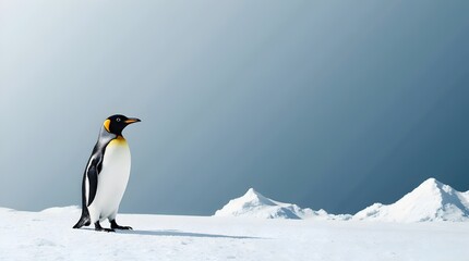 Fototapeta premium Spiritual Nature Background with Penguin and Light Beams, Wildlife Conservation Art