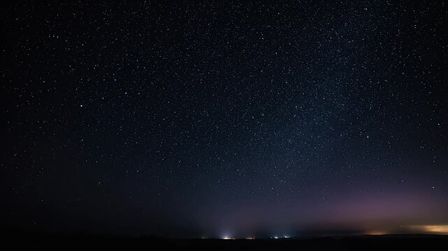 Night sky with stars and distant lights