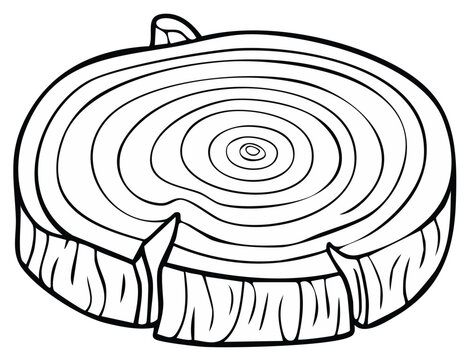 Isolated Stump Illustration Depicting Growth Rings and Wood Texture, Perfect for Educational Content or Foresting Themes
