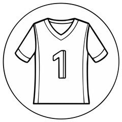 Naklejka premium Outline of a sports jersey with the number one inside a circle.