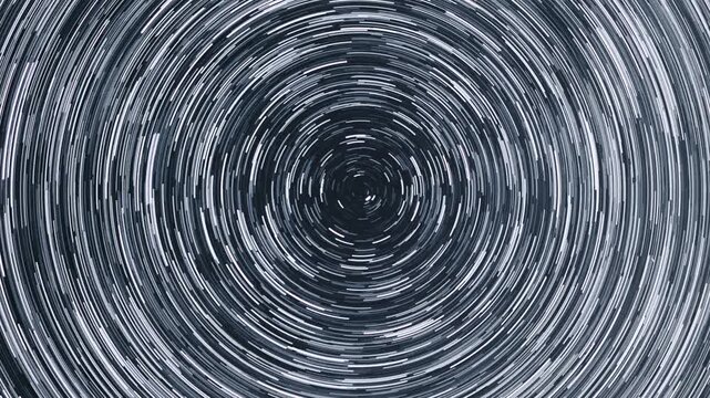 Landscape time-lapse of stars rotating around the north star or Polen star in the night sky with star trails