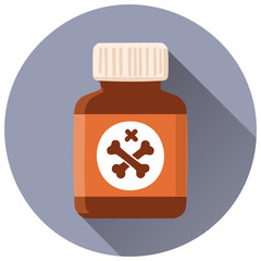 Obraz premium Brown Medicine Bottle with Skull and Crossbones Symbol: Toxicity, Danger Warning, Health Hazard
