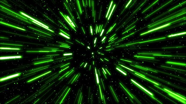 宇宙空間をワープする背景アニメーション（緑）（ループ）