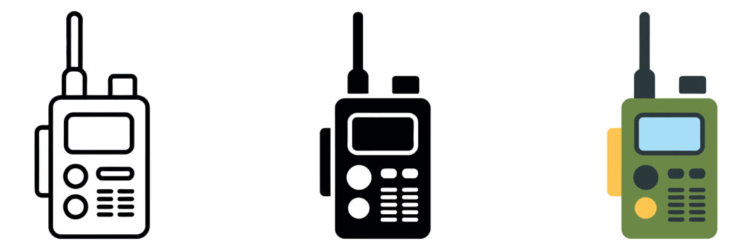 Walkie Talkie icon vector illustration featuring two-way radio, communication device, and wireless signaling, editable design for apps, interfaces, and infographics
