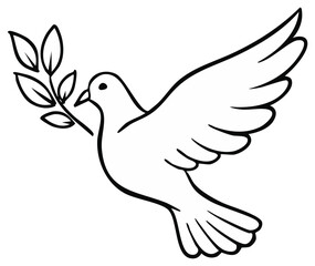 Obraz premium Flying dove with olive branch symbol of peace and hope isolated