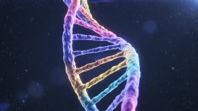 Colorful DNA helix in space